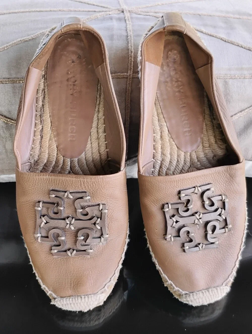 TORY BURCH TAN LEATHER ESPADRILLES